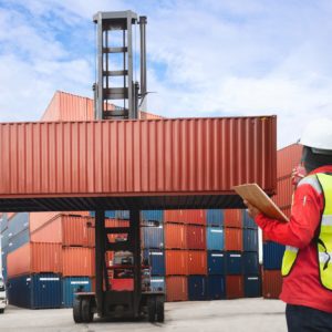 Ship loader moving cargo